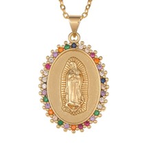 High Quality Women&#39;s Religious Jewelry Copper MiInlaid Zircon Virgin Mary Pendan - £14.13 GBP