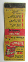 Kay-Tite Masonry Coating - W. Orange, NJ Advertisement 20 Strike Matchbo... - £1.17 GBP
