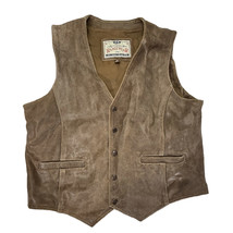 FMC Leather Vest Suede Brown Mens L Snap Rangewear Ranch Western Rodeo Cowboy - £30.49 GBP