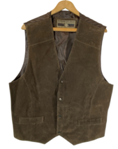 Members Only Suede Leather Vest Vintage Western Countrycore Brown Weddin... - $46.39