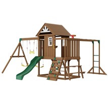 VEVOR Wooden Swing Set 10 IN 1 Outdoor Playground Sets 6 FT Slide Upper ... - $2,049.29