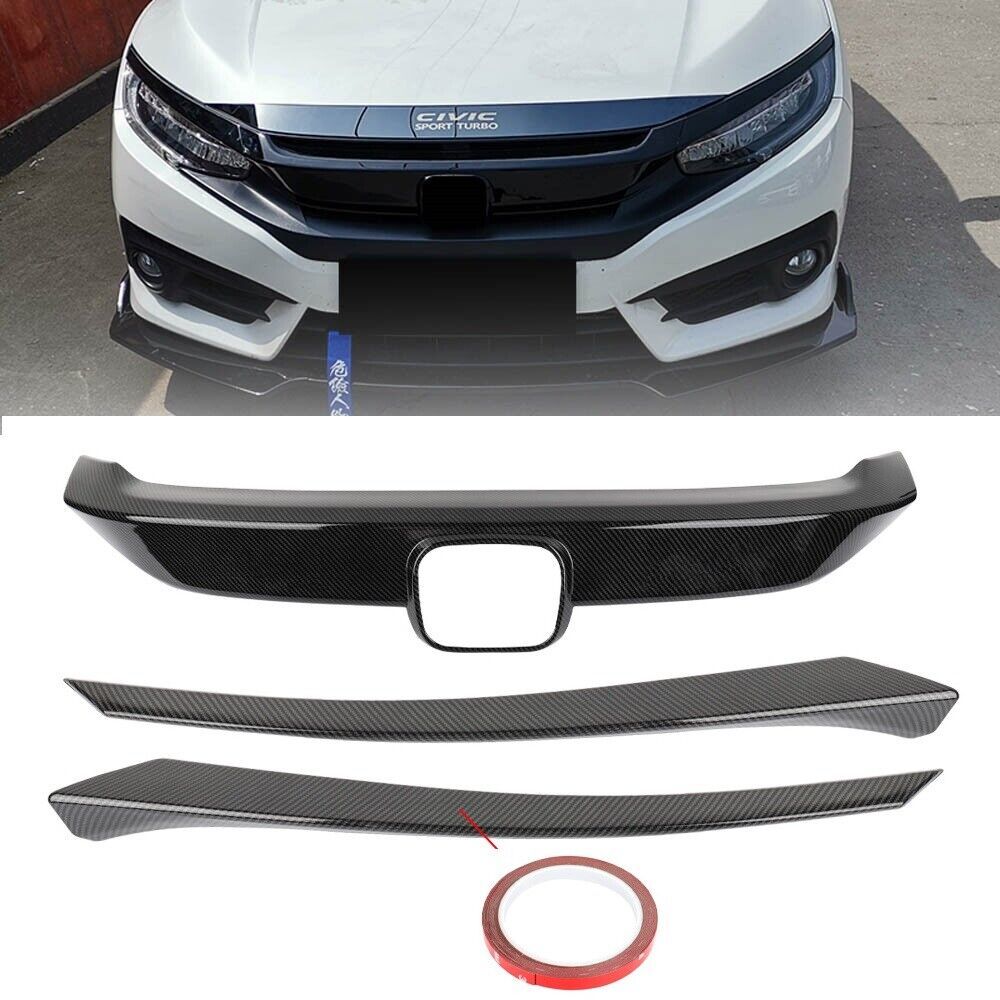 Primary image for 3PCS Front Bumper Cover Sport Grille ABS Carbon Fiber For Honda Civic 2016-2020