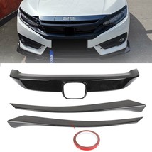3PCS Front Bumper Cover Sport Grille ABS Carbon Fiber For Honda Civic 20... - $53.00