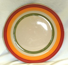 Royal Norfolk Stoneware Dinner Plate Red Yellow Green Bands - £16.28 GBP