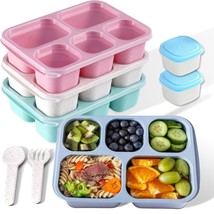 4 Pack Lunchable Snack Containers For Kids &amp; Adults, Reusable 5 Compartment Lunc - £8.75 GBP