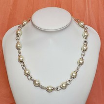 Anne Klein Chunky Choker Necklace Silver Tone Faux Pearl Runway Designer Collar - £19.94 GBP