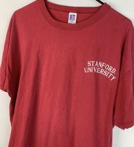 Vintage Stanford T Shirt Embroidered Russell Athletic Red Made USA Mens XL 90s - £19.97 GBP