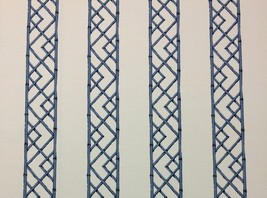 Ballard Designs Reva Blue Ivory Bamboo Stripe Multiuse Fabric 2 Yards 54&quot;W - £70.78 GBP