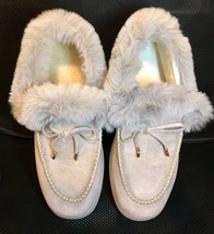 Women’s NEW Lined Slippers Light Grey Large ~ 11.5 x 4 inches Moccasin Style - £6.95 GBP