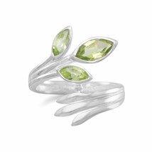 Fan Design Green Marquise Peridot Wrap Ring 925 Sterling Silver Anniversary Band - £87.54 GBP