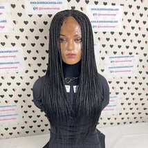 Small Box Braids Lace Closure Handmade Braided Wig For Black Women 24 Inches - £118.19 GBP