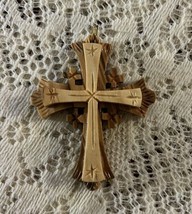 Olive wood Carved Jerusalem Cross Pendant  3 Inch By 2.5 Inches Holy Land - $163.09 MXN