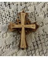 Olive wood Carved Jerusalem Cross Pendant  3 Inch By 2.5 Inches Holy Land - $163.09 MXN