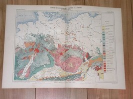1888 ANTIQUE MALTE-BRUN GEOLOGICAL MAP OF CENTRAL EUROPE GERMANY POLAND ... - £13.44 GBP