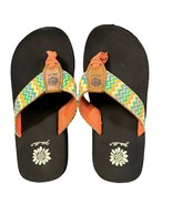 Yellow Box Girls Sz 1 Paige 2 Flip Flop Slip On Sandals Colorful Zig Zag... - $7.99