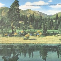 Clark Fork River Vintage Postcard Alberton Montana Mountain Trees Landscape - £7.95 GBP