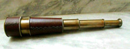18 Inch Brass Nautical Spyglass Vintage Leather Pirate Antique Telescope  - £49.39 GBP