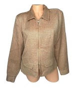 Womens Christopher &amp; Banks Tan Herringbone Zip Front Lined Jacket w/Spec... - $16.82