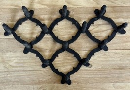 Vintage Folding Hat Rack Wall Hooks Black Wood 13 Mug Peg Rack Expandable 24” - £74.39 GBP