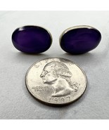 Vintage Alpaca Mexico Silver Tone Purple Cabochon Post Stud Earrings Pie... - £13.15 GBP