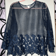 Women’s Est 1946 Blue Lace Top crochet sz large - £12.33 GBP