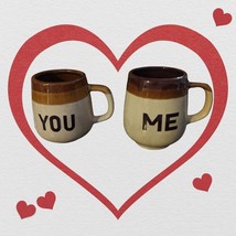 Vintage Me You Coffee Mug Set Crockware look Made in Taiwan Valentine&#39;s gift - £13.31 GBP