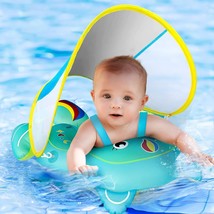 Ultra-Safe Baby Pool Float Never Flipped Over, UPF50+ Sun Canopy Inflatable NEW - £18.33 GBP