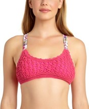 California Waves Juniors Crochet Bralette Swim Top, X-Large, Raspberry - $19.79