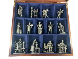 Lot 13 Franklin Mint Fine Pewter Figurines Colonial America Complete Set... - $197.01