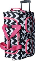 Rolling Duffel Bag Pink Chevron 22 Inch - $56.94