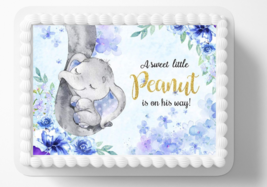 Baby Elephant Little Peanut Edible Image Personalized Baby Shower Cake Topper - £11.87 GBP+