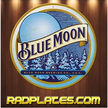 Vintage Style Round Man Cave Gift BLUE MOON BEER Aluminum Sign 12&quot; - £16.98 GBP