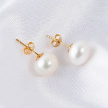 Real 925 Silver Earrings Natural Freshwater  Stud Errings Gold Jewelry For Women - £10.32 GBP
