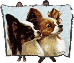 Papillion Blanket by Bob Christie - Gift for Dog Lovers - Tapestry Throw, 72x54 - £62.33 GBP
