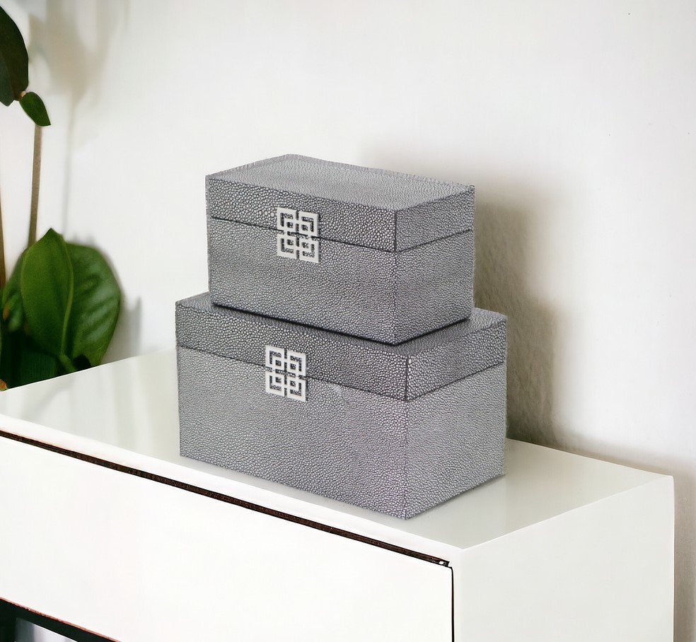 Set of Two Gray Wooden Boxes - $120.03
