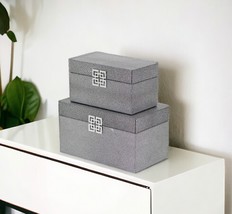 Set of Two Gray Wooden Boxes - $120.03