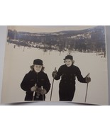 Vintage A Mom &amp; Daughter Having Fun Skying Black &amp; White Photo 1950s - $6.84 CAD