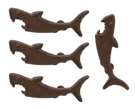 Cast Iron Nautical Coastal Jaws Great White Shark Beer Bottle Opener Set Of 4 - £21.17 GBP