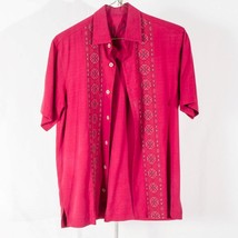 Tommy Bahama Seta Rosso Hawaiano Camicia Button Down Uomo SMALL S - £35.31 GBP