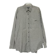 Eddie Bauer Mens Green White Plaid Cotton Button Long Sleeve Shirt Size XL - £11.70 GBP