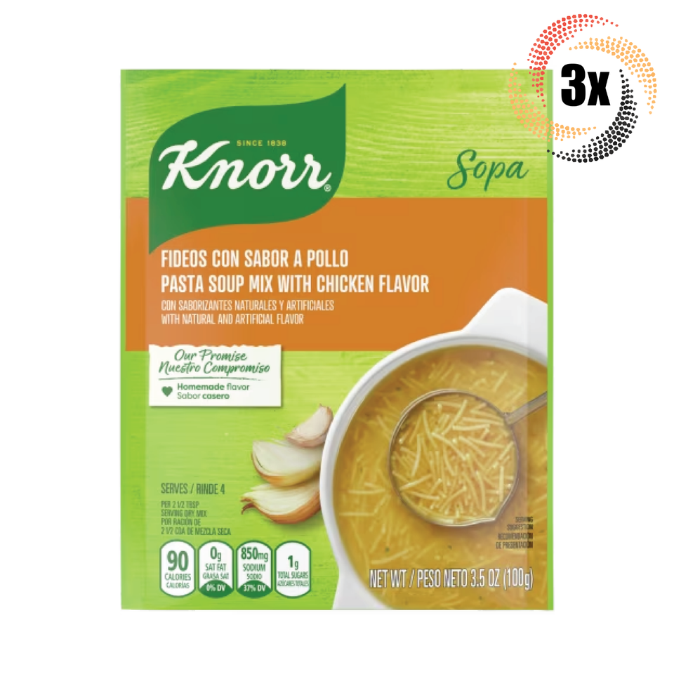 3x Packets Knorr Sopa Fideos Con Sabor A Pollo Chicken Noodle Soup Mix | 3.5oz - $12.66