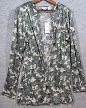 Nicole Miller New York 100% Linen Womens Camouflage Hooded Cardigan Sz L - $487.32 MXN