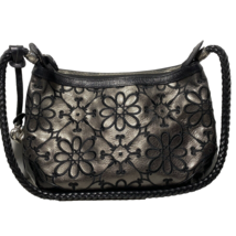 Brighton Valencia Purse Pewter &amp; Black  Embroidered Pre-Owned Shoulder Bag - £34.05 GBP