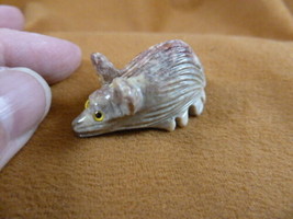 (Y-MOU-31) little white pink MOUSE carving gem FIGURINE SOAPSTONE PERU p... - $8.59