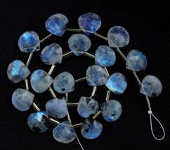 Natural, 20 pieces faceted heart spotted rainbow moonstone briolette gemstone be - £74.85 GBP