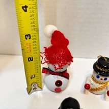 Vintage Handcrafted Painted Lot 5 Wood Christmas Ornaments Snowmen Penguin Bell - £10.07 GBP
