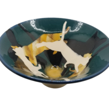 Vintage Westcote Bell Ceramics Pottery  Columbus Ohio Cats Bowl Teal Decorative - $54.94