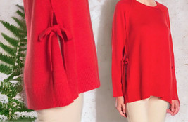 $238 NWT Eileen Fisher Merino Wool Sweater Small 6 8 Lava Red Tie Side Vintage - £157.54 GBP