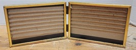 Vtg Brass &amp; Glass Double (Holds 2) Stand-Up 4 3/4 x 3 1/8 Photo Picture Frame - £14.98 GBP