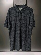 Linksoul Tempus Fugit Men's Delray Print Polo Shirt XL Black Heather - $19.79